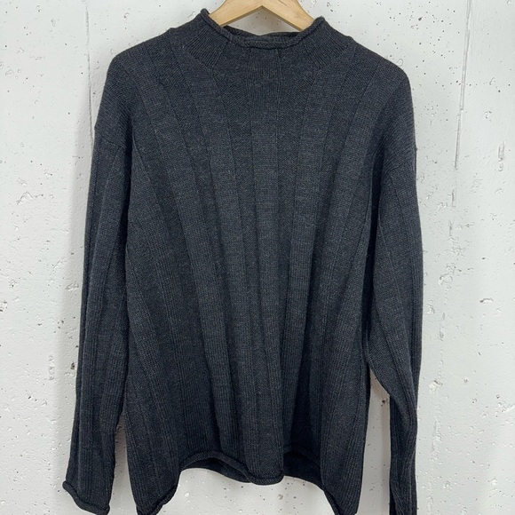 J. Crew Men’s Size XL Graphite 100% Wool Heavy Knit Fisherman Sweater Read - Picture 1 of 13